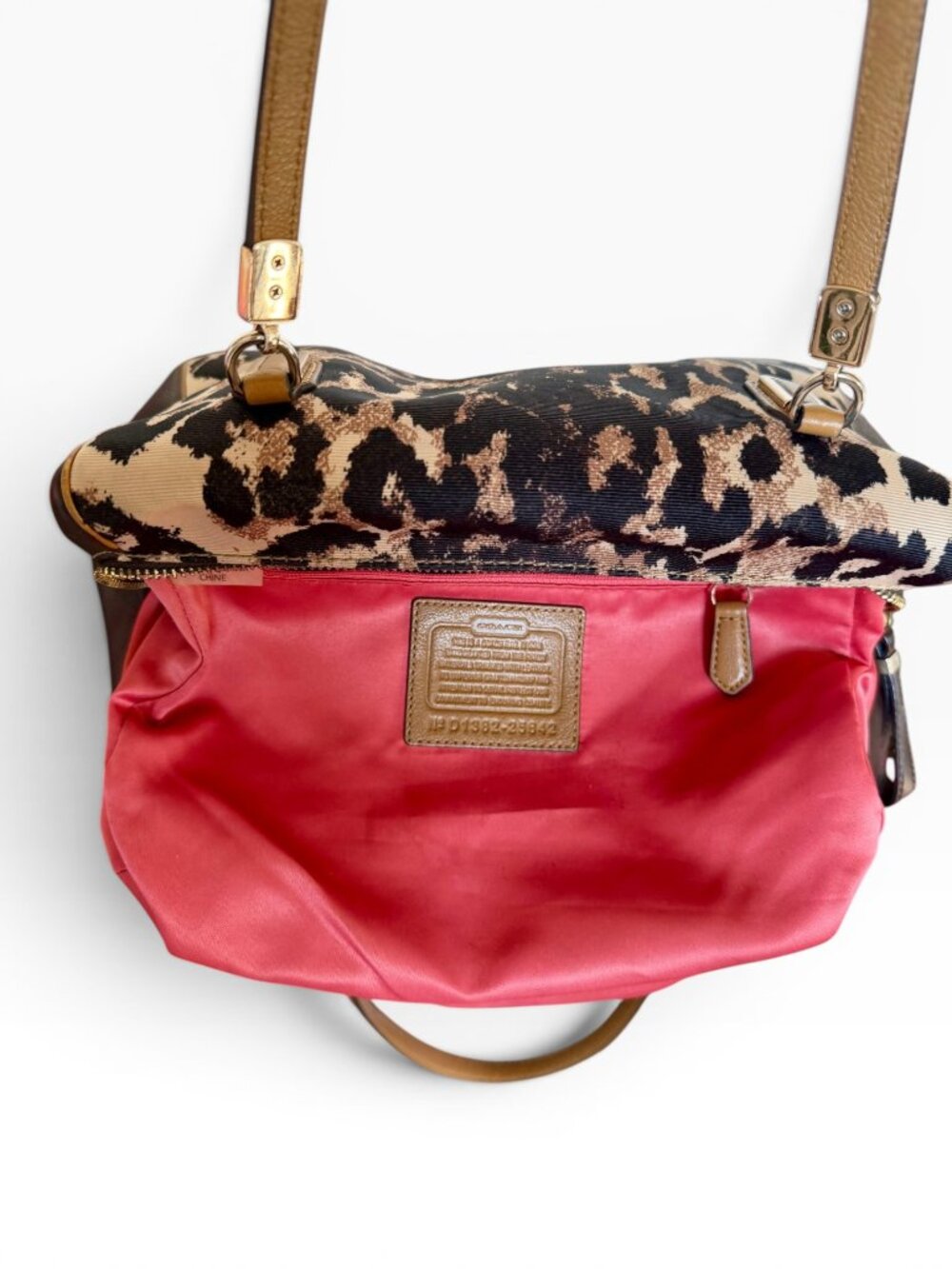 Coach Madison Ocelot Leopard Satchel Crossbody 25642 Brown Canvas Leather EUC - Picture 11 of 13